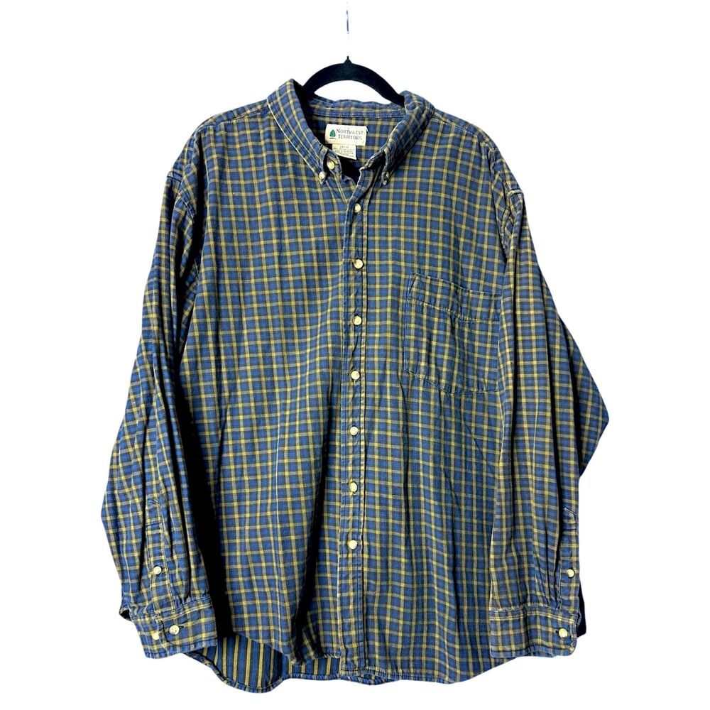 Northwest Territory Mens Blue Plaid Cotton Shirt 3XL Casual Everyday 90s Grunge